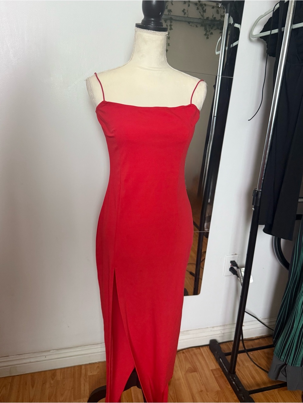 Windsor Red Spaghetti-Strap Maxi Dress with Front Slit